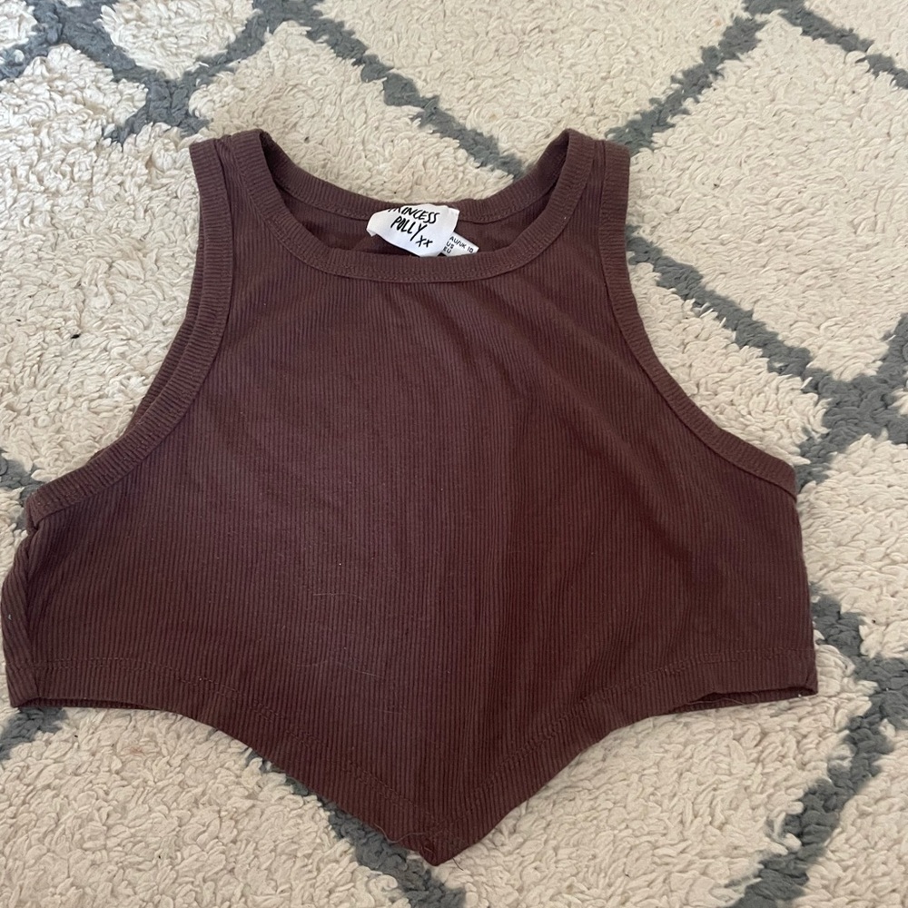 Princess Polly Brown Ribbed Crop Top